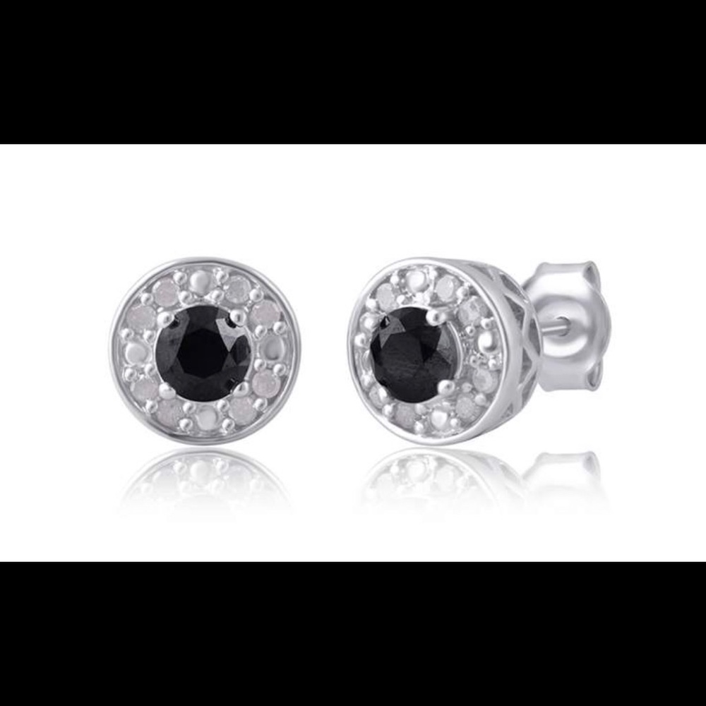 0.25 CTTW Black Diamond Stud Earrings in Silver